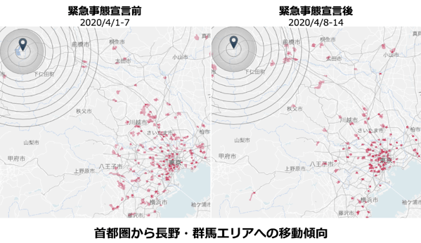 【調査報告 第5弾】匿名位置情報ビッグデータから、緊急事態宣言の前後における地方への移動を解析、視覚化 首都圏・近畿から近郊エリアへの移動が顕著に