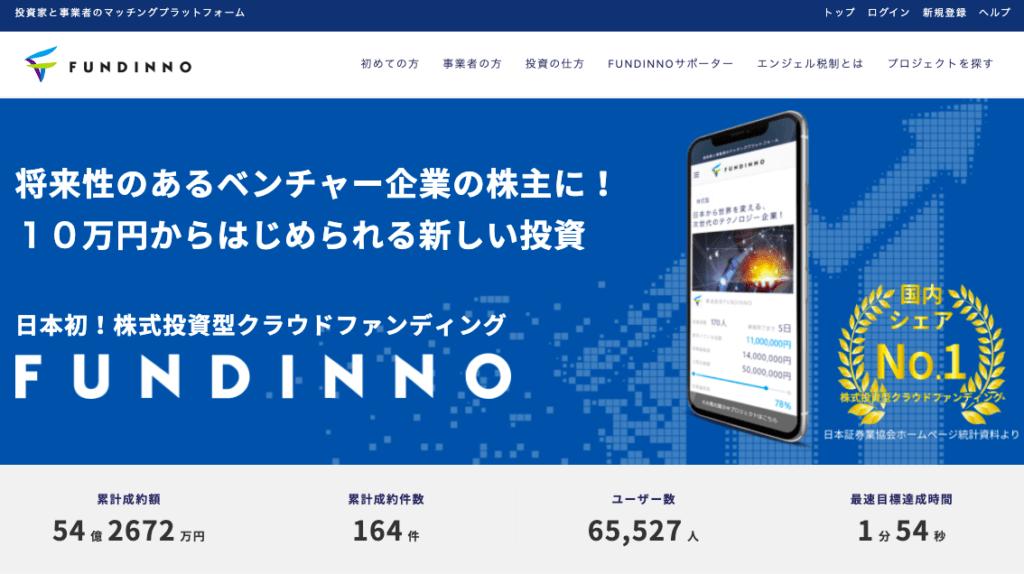 株式投資型クラウドファンディング「FUNDINNO」の登録個人投資家へ任意の地点の「人流」が簡単に確認可能な「LAP人流モニタリング」を提供 FUNDINNOのWebサイトイメージ