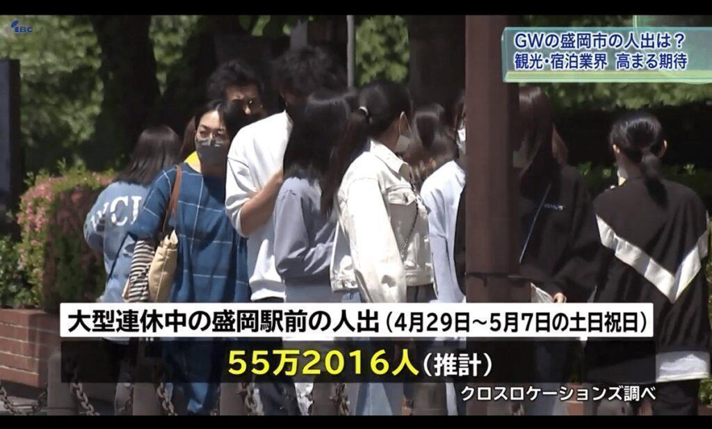 IBC岩手放送「ニュースエコー」2023GW盛岡の人出調査に当社の人流データが紹介されました