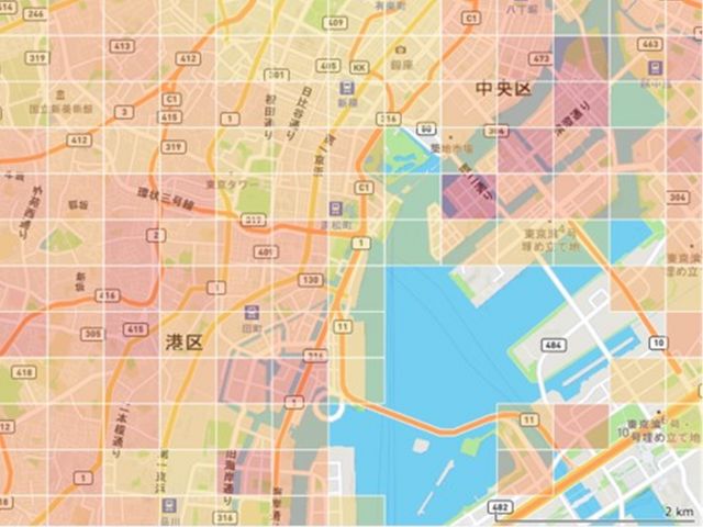 メッシュデータ エリアの滞在人口(125m_250m_500mメッシュ)