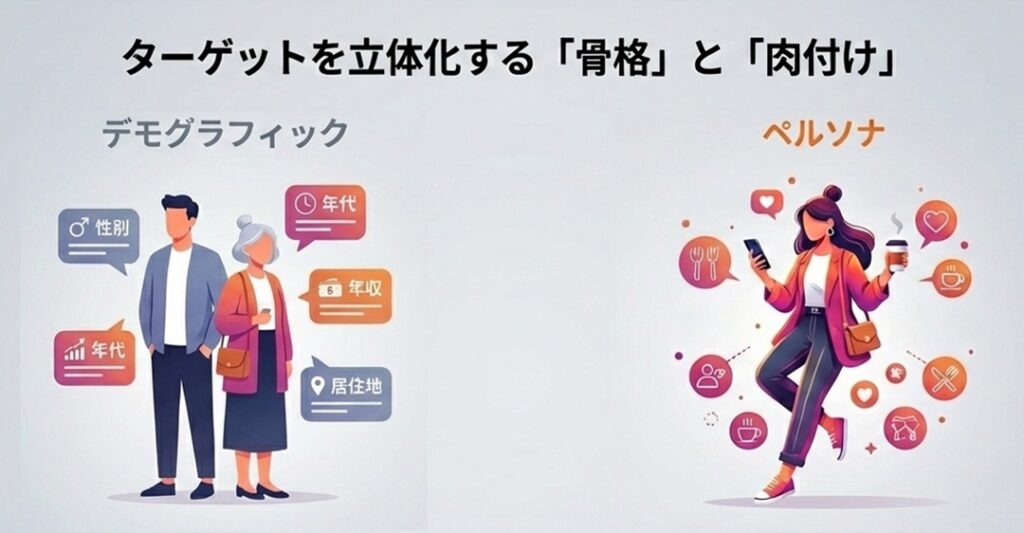 誰にを具体化するデモグラフィックとペルソナの関係 | デモグラフィック