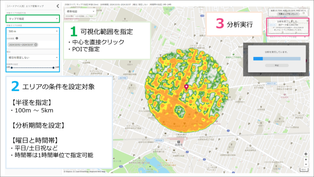 人流データでみる街2：人が集まる場所を簡単に把握_エリア密集マップ