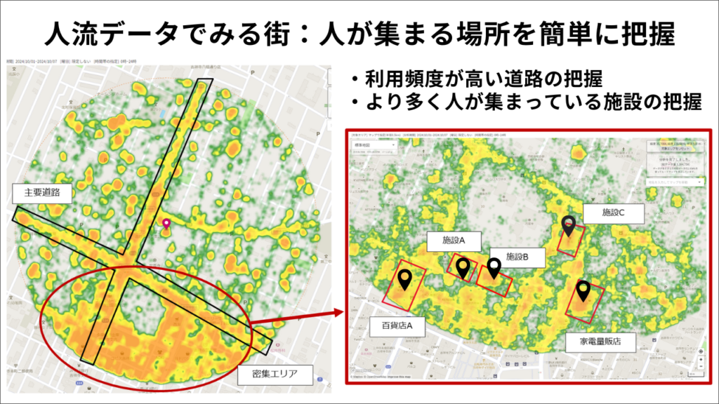 人流データでみる街：人が集まる場所を簡単に把握_エリア密集マップ
