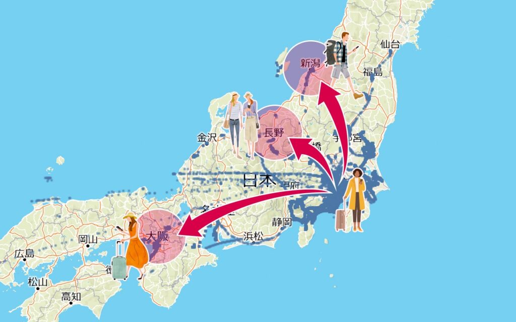 クロスロケーションズが保有する位置情報データを分析した訪日韓国人旅者の周遊傾向（成田入国後３日以内の周遊傾向）