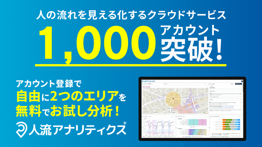 人流分析サービス「人流アナリティクス」1,000アカウントを突破