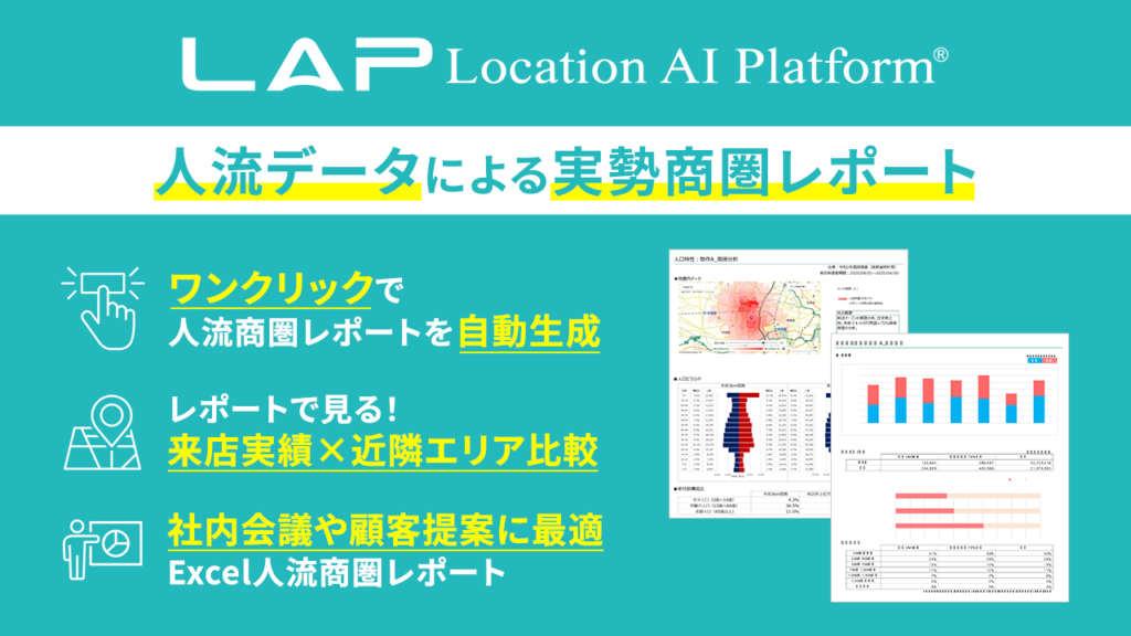 Location AI Platform®にワンクリックで人流データから実勢商圏レポートを作成する機能を新搭載 ! Location AI Platform®人流データによる実勢商圏レポート