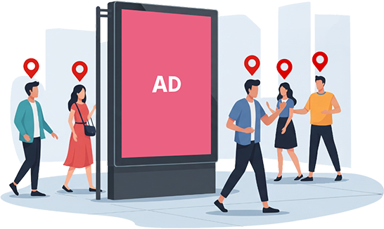 サイネージ周辺の人流・属性データを可視化