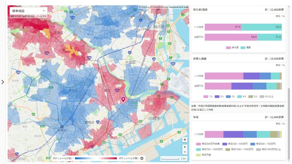 features08_potential_map | 【出店戦略】候補地が多すぎて決められない？人流データを使った確実な店舗候補地の絞り込み方