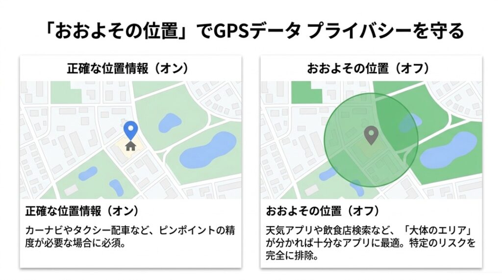 おおよその位置でGPSデータ プライバシーを守る