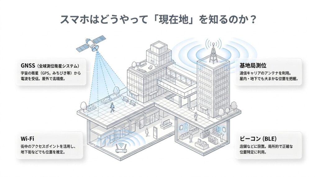 位置情報の取得方法とアプリの仕組み