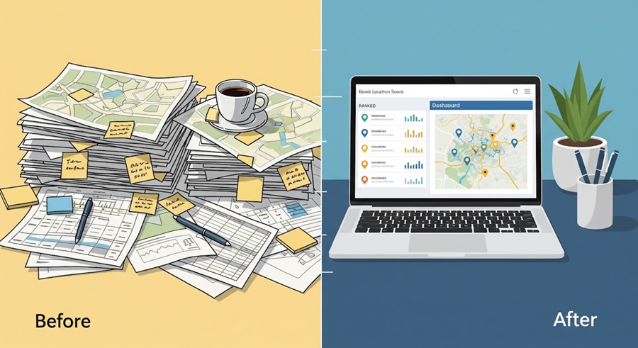 出店候補を人流データで絞り込む Before After | 【出店戦略】候補地が多すぎて決められない？人流データを使った確実な店舗候補地の絞り込み方