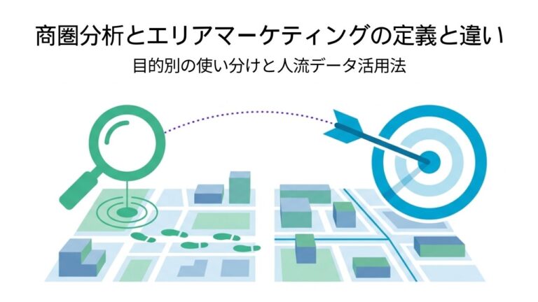 商圏分析とエリアマーケティングの定義と違い目的別の使い分けと人流データ活用法 | 商圏分析とエリアマーケティングの定義と違い。目的別の使い分けと人流データ活用法