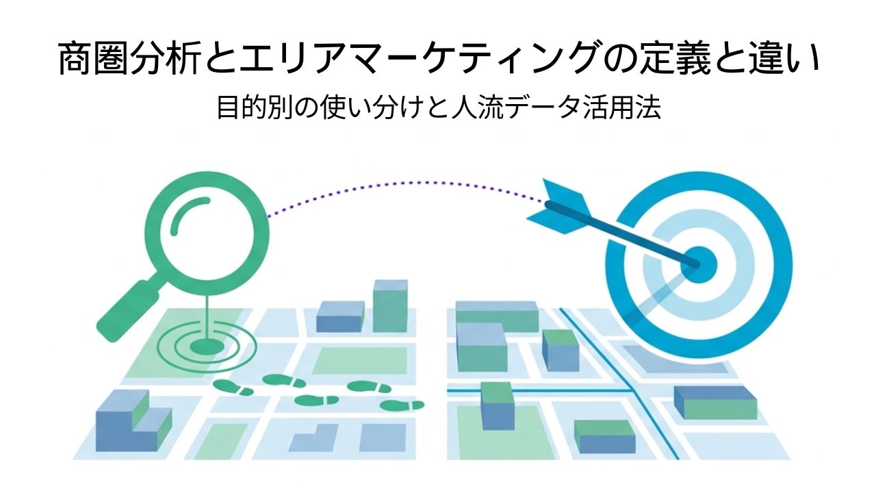 商圏分析とエリアマーケティングの定義と違い目的別の使い分けと人流データ活用法 | 商圏分析とエリアマーケティングの定義と違い。目的別の使い分けと人流データ活用法