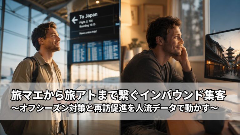 旅マエから旅アトまで繋ぐインバウンド集客 | 旅マエから旅アトまで繋ぐインバウンド集客。オフシーズン対策と再訪促進を人流データで動かす
